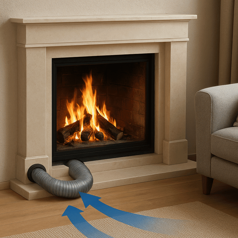 Jak działa dopływ powietrza z zewnątrz do kominka